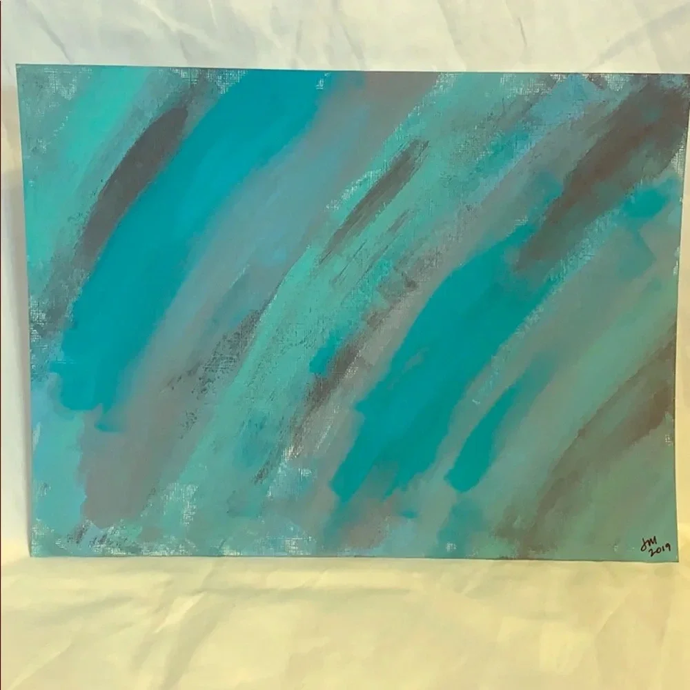 Blues & grays with silver ORIGINAL art 9” x 12”